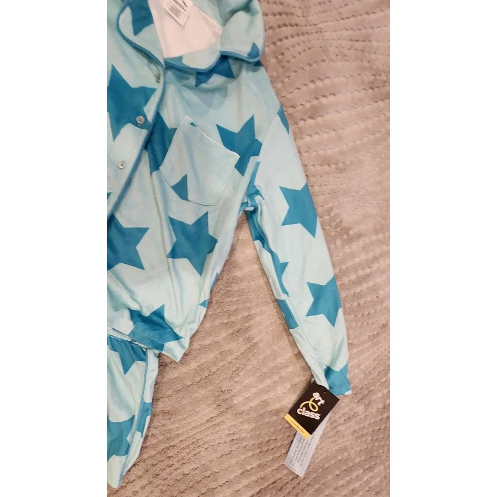 Art Class Girls Blue Star 2 Piece Pajama PJ Set Size L 10/12 NWT